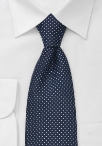 Cravate à pois bleu marine et blancs