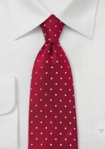 Cravate XXL rouge coquelicot pois blancs