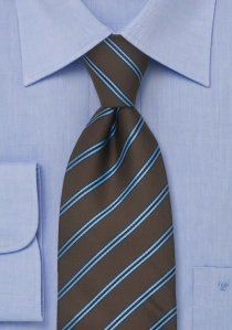 Cravate marron et bleue à rayures