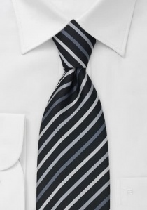 Cravate rayée noir gris blanc