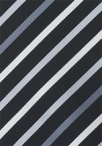 Cravate rayée noir gris blanc