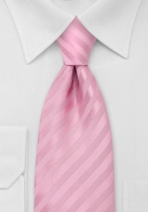 Cravate rose clair rayée ton sur ton