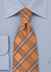 Cravate carreaux orange et bleu cobalt