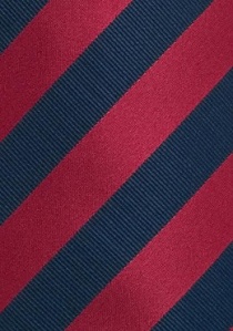 Cravate bleu foncé rayures rouge flamboyant