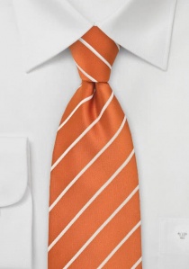 Cravate finement rayée blanche et orange