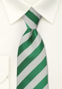 Cravate blanc et vert bouteille rayée