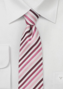 Cravate étroite rayures rose bordeaux fuschia et