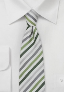 Cravate étroite blanche rayures nuances vertes
