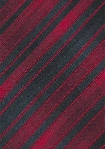 Cravate étroite  noire rayures rouge éclatant