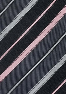 Cravate gris foncé rayures rose