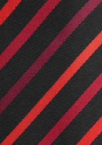 Cravate XXL noire rayures rouges