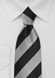 Cravate noire rayures grises argentées