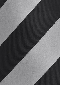 Cravate noire rayures grises argentées
