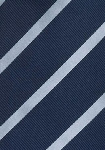 Cravate bleu marine rayée bleu ciel