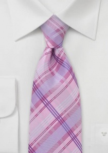 Cravate carreaux écossais rosé lilas