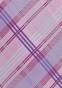 Cravate carreaux écossais rosé lilas