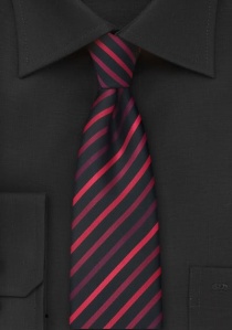 Cravate étroite noire rayures rouges
