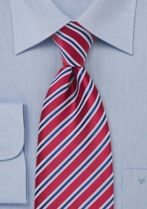 Cravate rayée rouge blanc bleu marine