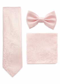 Set: Nœud, cravate et pochette rose fard à joues
