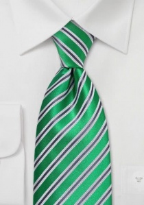 Cravate rayée vert blanc bleu marine