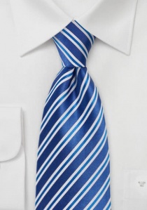 Cravate bleu à rayure blanche