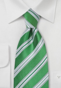 Cravate vert rayée perle