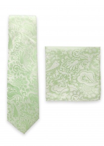 Combinaison cravate et pochette motif paisley aqua