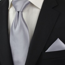 Ensemble cravate et pochette pour homme - gris