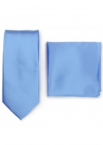 Cravate homme et foulard cavalier en set - bleu