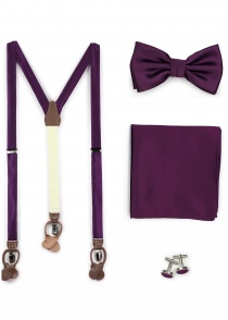 Set : bretelles, noeud, mouchoir et boutons de