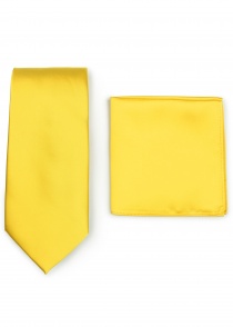 Ensemble cravate et foulard pour homme - jaune