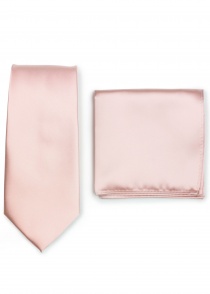Ensemble cravate et pochette - rose clair