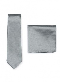 Set cravate foulard gris clair structuré