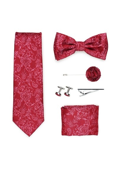 Coffret cadeau motif Paisley rouge avec cravate