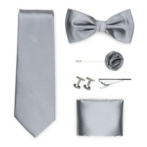 Boîte cadeau à pois gris argenté avec cravate,
