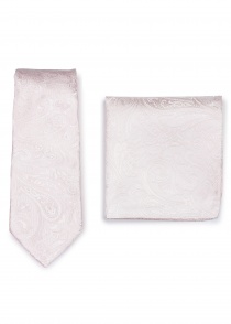 Set cravate et pochette motif paisley blush-rose