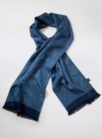 Écharpe de cravate double face motif paisley bleu