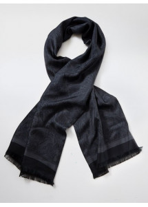 Écharpe homme double face motif paisley gris foncé