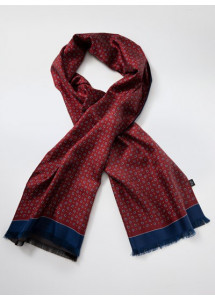 Foulard en soie double face motif paisley bordeaux