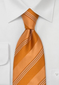 Cravate orange rayée XXL