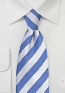 Cravate XXL rayée bleu ciel/blanc