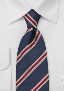 Cravate Cambridge-XXL en bleu marine, rouge et or