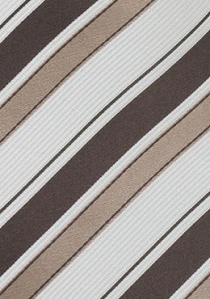 Cravate blanche rayures nuances marrons