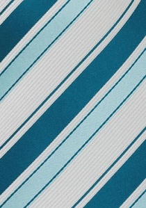 Cravate rayures bleu turquoise blanc