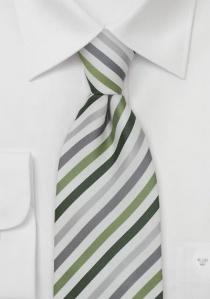 Cravate rayée vert gris