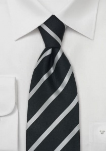 Cravate d'affaires noire à rayures argentées