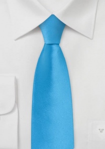 Cravate étroite bleu cyan unie