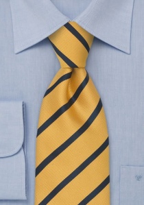 Cravate jaune miel rayures bleu foncé