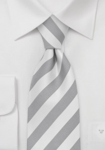 Cravate argent blanc rayures
