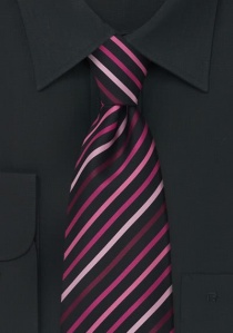 Cravate extra longue noire tons roses